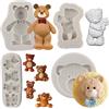 MYPRACS Set di 4 stampi in silicone a forma di orsetto, per decorare torte, pasta di gomma, cupcake, caramelle, cioccolato, argilla polimerica
