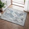 BEIMO Tappeto Salotto Vintage, Tappeto Antiscivolo Lavabile, Moderno Tappeti Camera Da Letto, Tappeti Persiano per Ingresso, Soggiorno, Sala, Blu, 60x90cm