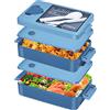 Anykuu Lunch Box 2000ML Porta Pranzo con 2 Strati e Posate Bento Box Ermetico Sicuri per Bambini e Adulti Schiscetta Pranzo Senza BPA per Microonde e Lavastoviglie