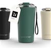 LARS NYSØM Tazza Termica per caffè Thermo Coffee Mug-to-Go con Cinturino & Coperchio in Tritan 500ml | Tazza da Viaggio 0,5 Litri con Isolamento | Per caffè e tè (Pine Green, 500ml)