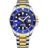 Stührling Stuhrling Original Orologio subacqueo da uomo, movimento svizzero, acciaio inossidabile, quadrante blu, bracciale in acciaio inossidabile, resistente all'acqua fino a 100 m, nero, moderno