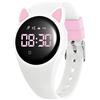 Bigmeda Orologio Bambino per Bambini Orologio Digitale Impermeabile Sveglia Vibrante Contapassi e Contachilometri, Monitoraggio del Sonno Adatto a Ragazzi e Ragazze Intorno ai 10 Anni (Bianco Rosa)