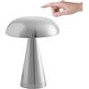 CYGEVUGL Lampada da Tavolo a Fungo, Luce Notturna da Tavolo Touch Ricaricabile, Lampade da Comodino Senza Fili per Ristorante, Bar Dell'hotel, Camera da Letto, Arredamento per Bambini，Silver