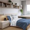 PENSIERI DELICATI Completo Letto Singolo in Percalle 100% Cotone, Completo 160x300 Comprensivo di Lenzuolo Sotto, Lenzuolo Sopra e 1 Federa a due Volant, Made in Italy, Fantasia Primavera Azzurro