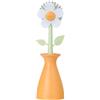 VIGAR - Spazzola Lavapiatti - 8 x 7,5 x 25,5 cm - Modello Florganic - Supporto a Forma di Vaso per Lasciare la Spazzola - Lavastoviglie con Fiore - Pulisce Senza Graffiare - Vaso Arancione