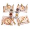ROBUD Set di piatti da cucina in legno, 29 pezzi, piatti e posate giocattolo per bambini, accessori per la cucina, regali per bambini per ragazze e ragazzi (set da 4)