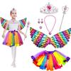 Meanju Costume Principessa Set,8 Pezzi Costume,con Principessa Corona Ali Magica Bacchetta Tulle Gonna Anelli Orecchini, Adatto dai 15 anni in su