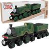 Thomas & Friends Ferrovia in legno, Emily Engine e Carbone Car, treno push-along realizzato in legno di provenienza sostenibile per bambini dai 2 anni in su