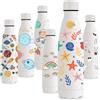 Vikastar Borraccia Termica, 500ml senza BPA, Thermos per Bevande Calde, a Prova di Perdite, Borraccia Bambini, Acciaio Inox per Scuola, Sport, Palestra, Ciclismo, Bianco-Stella Marina