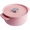 KitchenAid Cast Iron Cocotte in Ghisa Smaltata con Coperchio, Ø 22cm, Rotonda, 3,3L, 4,5kg, Alta Qualità e Durevole, Cuocere, Friggere, Senza PFAS, Induzione, Manico Ergonomico, Forno 260°C,Rosa Secca