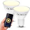 B.K.Licht Lampadine LED smart GU10, dimmerabili con App smartphone, luce calda 2700K, adatte al controllo vocale, 2 lampadine Wi-Fi, 5.5W 350Lm, attacco da faretto GU10