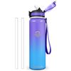 Vikastar Borraccia Termica, 1 Litro Senza BPA, Thermos per Bevande Calde, Senza Perdite, Bottiglia Termica, Acciaio Inox, Borraccia Termica con Cannuccia per Adulto, Palestra, Ciclismo, Blu Porpora