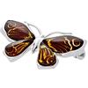 AMBEDORA Spilla da Donna, Argento Sterling Lucido, Ambra Baltica Ciliegia, Spilla a Farfalla Ninfalide in Argento con Ambra Intagliata