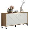 trendteam smart living - Touch - Credenza - Quercia Artisan/Bianco - Cassettiera con 2 ante e 4 scomparti - 123 x 76 x 40 cm - Armadietto soggiorno con moderni piedini in metallo - antigraffio