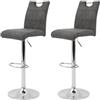 Hela Tische, Miranda - Set di 2 sgabelli da bar/bistrot, in microfibra color antracite, base a tromba girevole a 360° con funzione di sollevamento, seduta regolabile in altezza da 60 a 82 cm