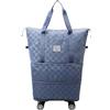 Dokeno Borsa da Viaggio Pieghevole con Ruote Rimovibili, Borsone Pieghevole Espandibile con Ruote per Viaggi, Borsa Weekender da Viaggio con Scomparto Bagnato per Sport, Fitness e Viaggi (bleu)