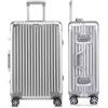 Aoliwei Valigia Bagaglio a Mano con coque in alluminio 100% puro. Valigia Trolley con 4 Ruote Doppie Girevoli e Lucchetto TSA Integrato(S,Argento)