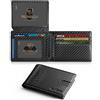 Runbox Portafoglio sottile per gli uomini 15 slot ultra grande capacità RFID blocco porta carte di credito bifold con 2 finestre ID, Nero carbonio., Medium