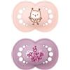 BAMED MAM Mam Ciuccio Succhietto in Silicone con Custodia 6-16 Mesi Rosa Confezione 2 Pezzi