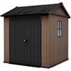 Keter Casetta da Giardino Newton 757/775, Effetto Legno Naturale, Porte e Finestre Orientabili, Marrone, 4 m², 223,8x230x246H cm