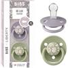 BIBS De Lux Liberty Ciuccio confezione da 2 pezzi. Privo di BPA, Tettarella tonda. Silicone, Prodotto in Danimarca, Taglia unica (0-36 mesi), Capel Sage