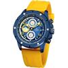 NAVIFORCE Orologio sportivo da uomo, militare, per attività all'aperto, cronometro, cronografo, cinturino in silicone, impermeabile, con data automatica, Giallo, Sportivo
