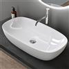 doporro Lavabo da Appoggio 70x37x13,5cm, Lavandino Bagno in Ceramica Nano Rivestimenti Brüssel104, Bianco