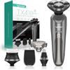 VOYOR Rasoio Barba Elettrico Tagliacapelli Uomo Ricaricabile Naso Hair Trimmer Regolabarba per Styling di Barba 4 in 1 Multi Grooming Kit con Pennello Per Il Viso IPX6 Impermeabile TX410 (Grigio)