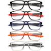 Hubeye 5 Paia Occhiali da lettura Sportivo da Uomo e Donna Lettore Ultraleggero Quadrato Confortevole Flessibile Occhiali Anti luce blu 1.50