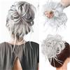 Sego Extension per capelli con elastico per capelli, capelli ricci, 45 g, grigio argento