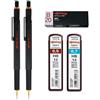 rOtring Portamine 800 | 0,5 mm e 0,7 mm, nero | Set di mine Tikky, HB - 0,5 mm e 0,7 mm | Gomma B20