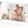 AVEAX - Portafoto Doppio Pieghevole In Legno, 13x18 Cm, Con Vetro Frontale E Supporto Da Tavolo, Colore Argento