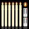 flintronic 6 Pezzi Candele Coniche Senza Fiamma, Avorio Tremolanti con Telecomando per Halloween Natale Festa Deco