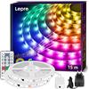 Lepro Striscia LED Musicale 15M, SMD 5050 RGB MagicColor LED Strisce, Striscia LED Dimmerabile con Telecomando a 44 Tasti, Microfono Integrato Sensibile, Impermeabile IP65, per Casa Festa Bar (2*7.5M)