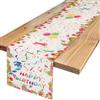 Hanrunsi Runner Tavola Compleanno Felice Palloncino Confezione Regalo Compleanno Celebrare Runner Tavola Primavera Estate Nastro Colorato Runner Tavola Festa Cibo Compleanno Tovaglia Decorazione 40x140cm