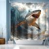 JINGYOU Tenda Doccia 180x180,Tende da Doccia,Tenda per Doccia Impermeabile Tende per Vasca da Bagno Motivo Squalo con Ganci Tendina Doccia Con 12 Anelli