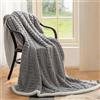 Homebliss Coperta Plaid Pile Sherpa 230 x 270 cm, Coperta Calda e Confortevole Flanella- Certificata Oeko-TEX®, Copri Divano,Copriletto,Plaid Matrimoniale Divano Fluffy di Alta qualità-Grigio Chiaro