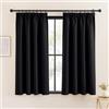 KGORGE Tende Corte per Finestre Oscuranti con Fettuccia Tenda Termica Isolante per Cucina da Interno Curtains Camera da Letto 2 Pezzi L 140 x A 145 CM, Nero