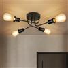 CBJKTX Lampada da soffitto vintage nera - Lampada da soggiorno retrò a 4 fiamme industriale E27 per soggiorno camera da letto sala da pranzo stile rustico senza lampadine