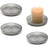 YoHyien 4 Pezzi Piattino Porta Candele 9 cm, Piatto per Candele in Vetro Trasparente, Sotto Candela per Tealight, Portacandele per Natalizie, Matrimonio Decorazione, Casa Festa e Cena (Grigio)
