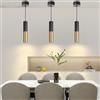 Mikeru Black And Brass Gold Cilindro Sospensione, 3 Temperature Di Colore 3000k/4500k/6500k Lampadari Cilindro Φ6*30cm Per Bancone Led Sospensione Lampada Per Sala Da Pranzo, Ufficio E Bar-3Pack