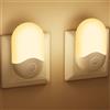 Detake Luce Notturna per Bambini con Sensore Crepuscolare [2 Pezzi], AUTO ON/OFF, Luci Notturne per Bambini con Spina per Camera da Letto, Soggiorno, Corridoio, Bianco Caldo, 0,5 W, 30 LM(Senza Telecomando)