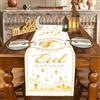 QXRXN Ramadan Eid Mubarak Runner da tavolo, colore oro, Ramadan, decorazione Eid Mubarak, tovaglia da tavolo, lunghezza 180 cm, decorazione da tavolo musulmana islamica in eid)
