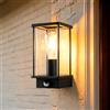 BRIMMEL Lampada da parete per esterni con sensore di movimento, alimentata dalla rete elettrica, in alluminio antiruggine impermeabile, dal tramonto all'alba, nera, lampadina non inclusa