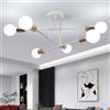 Toolight Lampadario da Soffitto, Plafonier Moderna a 6-Luci, Lampadari Camera da Letto Bianco e Oro in Metallo E27 per Soggiorno Sala da Pranzo Cucina, 52CM (lampadine non incluse)