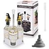 Miorkly 2 pezzi barattoli per spezie quadrati con coperchio Bianco + 2 pezzi bottiglia di olio d'oliva in vetro con base - set di sale e pepe per olio d'aceto