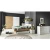 Composad | Camera da Letto Completa della Linea MUNDI, Set di 6 Mobili, Letto Matrimoniale, Armadio, Comodini, Cassettiera, Comò, Colore Rovere Mielato e Bianco Laccato, Made in Italy