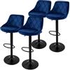 ML DESIGN modern living ML-Design Set di 4 Sgabelli da Bar Rivestimento in Velluto Blu Sgabello da Bancone Regolabile in Altezza 62-82 cm Girevole a 360° Sedie Alte Sedia da Bistrot con Schienale e Poggiapiedi