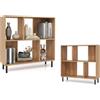 KOMFOTTEU Libreria Aperta con 4 Scomparti, Libreria a Cubi in legno con Dispositivo Antiribaltamento, Gambe in Metallo, Arredamento Casa, Scaffale da Ufficio, 90 x 30 x 90 cm (Naturale)