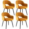 chairus Set di 4 Sedie da Pranzo in Velluto Sedia Cucina Girevole Poltroncina Imbottita con Schienale Sedia Moderna Design con Gambe in Metallo per Sala da Pranzo/Soggiorno, Giallo